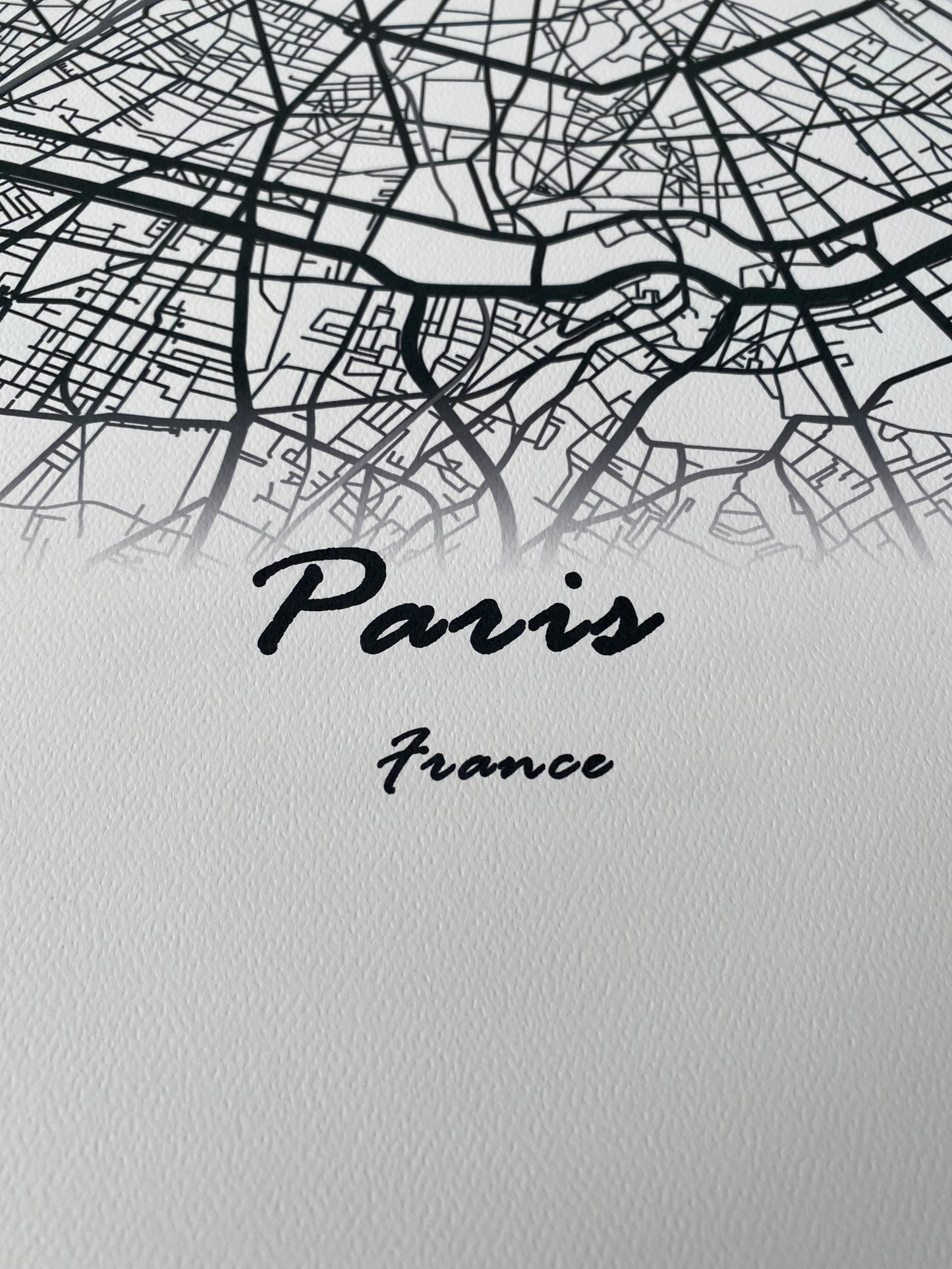 Paris City, France. Print Map Wall Art with Frame