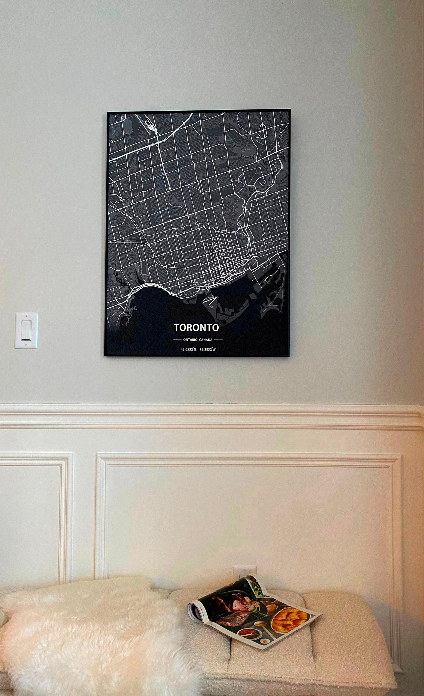 Toronto City Print Map Wall Art with Frame