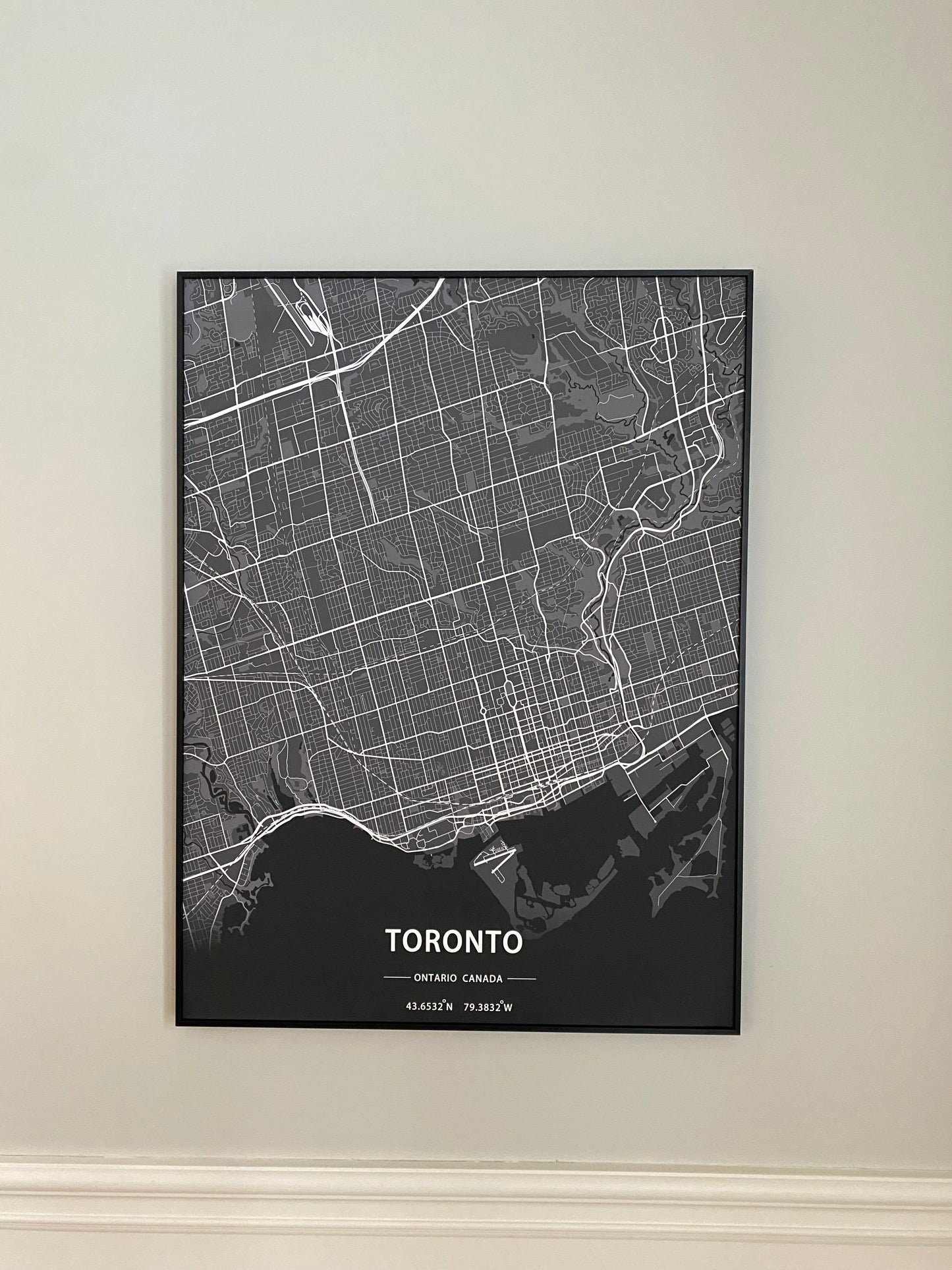 Toronto City Print Map Wall Art with Frame