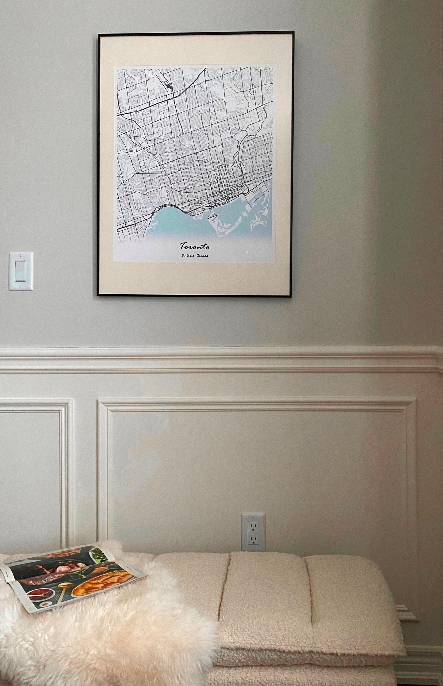 Toronto City Print Map Wall Art with Frame