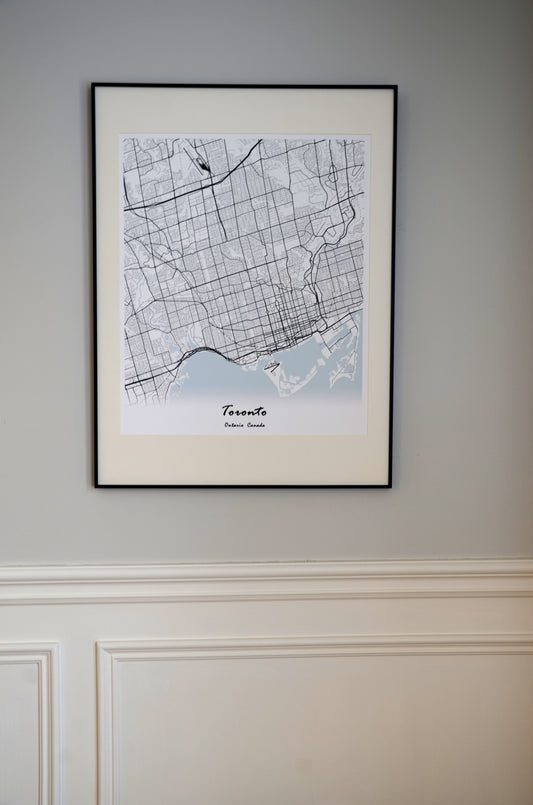 Toronto City Print Map Wall Art with Frame