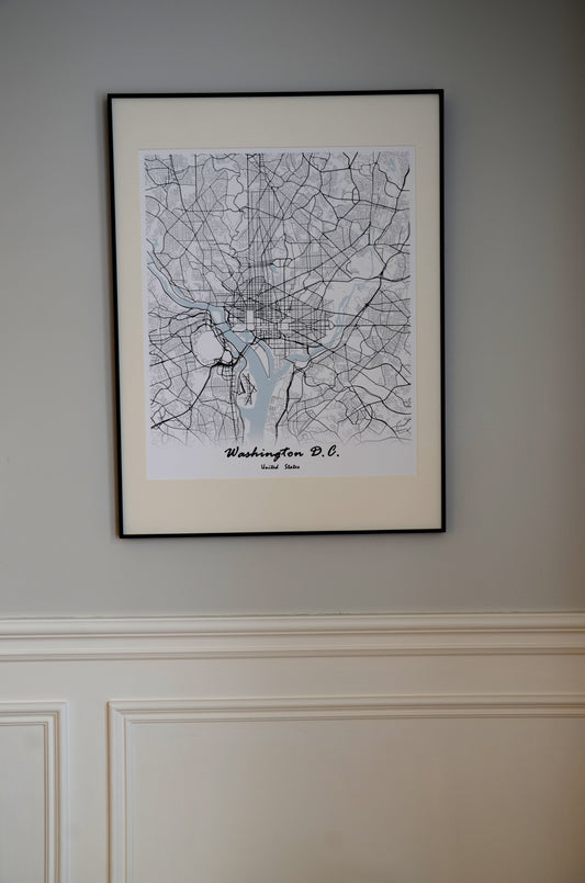 Washington D. C. Print Map Wall Art with Frame